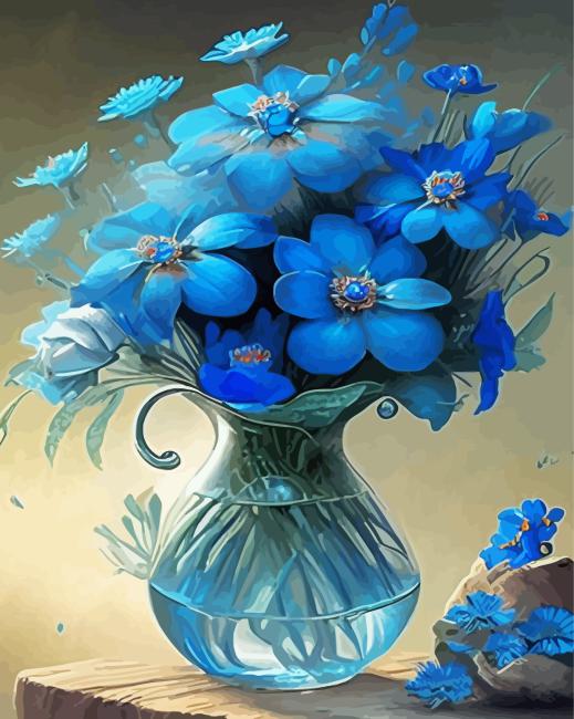 Blue Flowers Diamond Painting