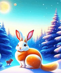 Bunny In Snow Art Diamond Painting