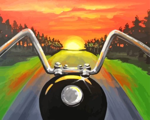 Motorcycle Sunset Ride Diamond Painting