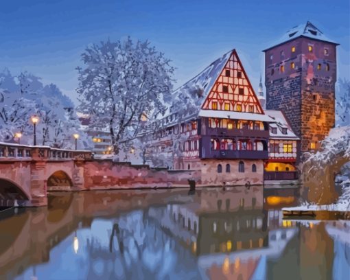 Nuremberg Germany Winter Snow Diamond Painting