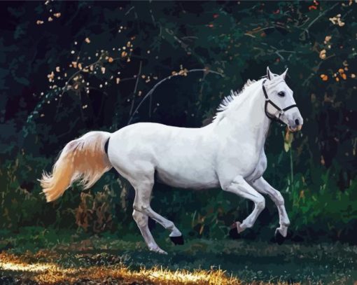 Running White Horse Diamond Painting