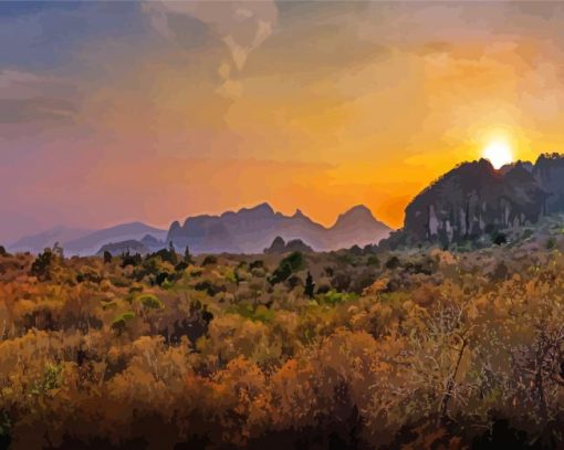 The Mountains Of Tepoztlan Mexico Landscape Diamond Painting