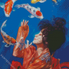 Girl With Koi Fish Diamond Painting
