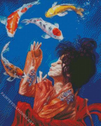 Girl With Koi Fish Diamond Painting