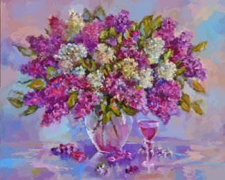 Lilac Flowers In Vase Diamond Painting