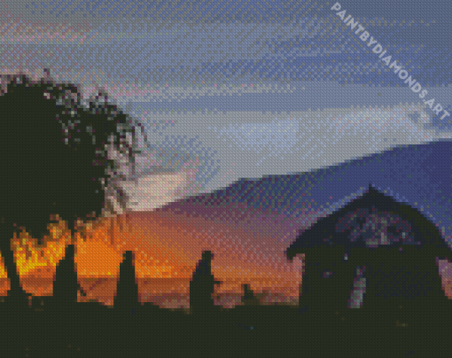 Masai Village At Sunset Diamond Painting