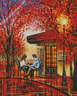 Romantic Couple In Autumn Trees Diamond Painting