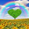 Sunflower Rainbow With Heart Tree Diamond Painting