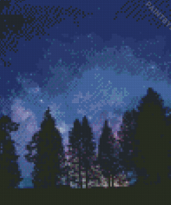 Trees At Night Diamond Painting