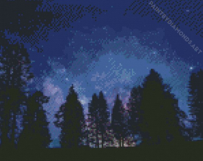 Trees At Night Diamond Painting