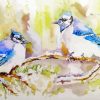 Abstract Two Blue Jay In Winter Diamond Painting