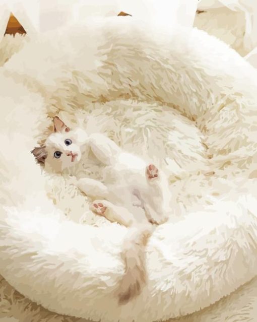 Cute Kitten Bed Diamond Painting