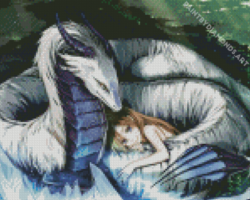 Girl And Dragon Hug Diamond Painting