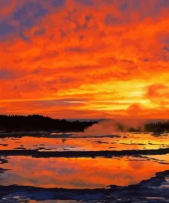 Sunset Yellowstone National Park Landscape Diamond Painting