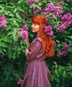 Redhead Woman And Lilacs Diamond Painting