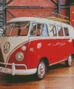 Red Volkswagen Kombi Diamond Painting
