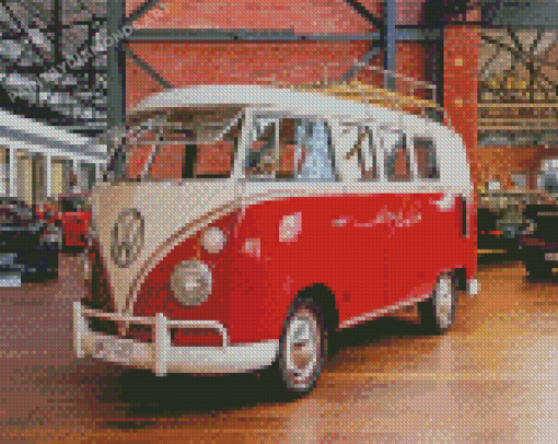 Red Volkswagen Kombi Diamond Painting