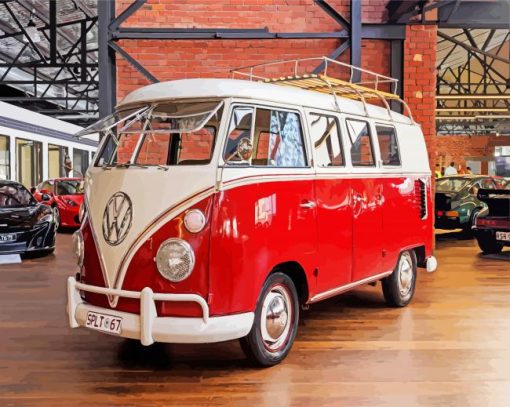 Red Volkswagen Kombi Diamond Painting