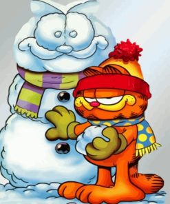 Garfield And Snowman Diamond Painting