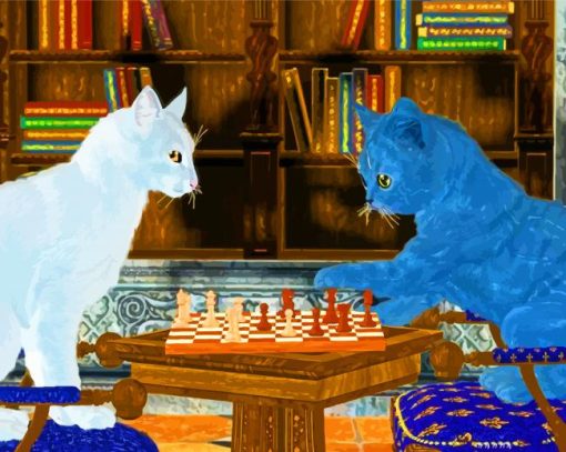 Cats Playing Chess Diamond Painting