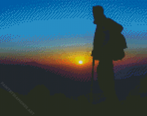 Hiking Man Sunset Diamond Painting