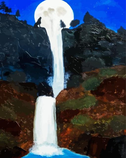 Moon Waterfall Diamond Painting