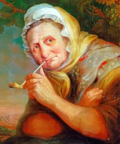 Old Woman Smoking Diamond Painting