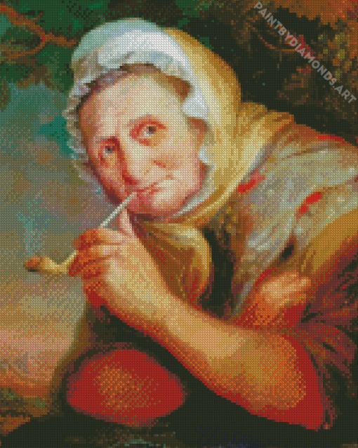 Old Woman Smoking Diamond Painting