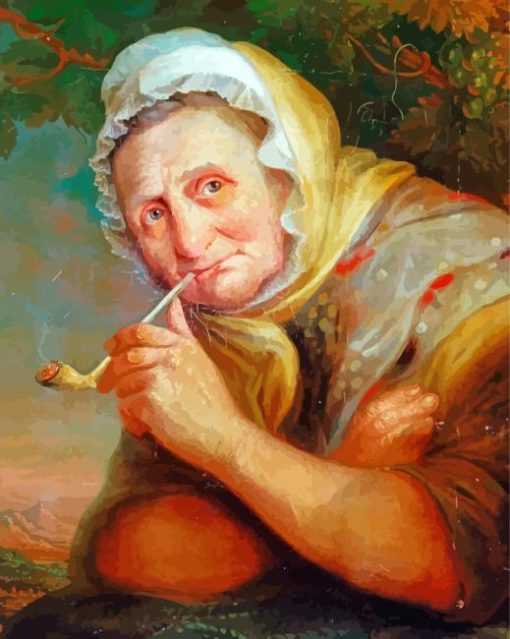 Old Woman Smoking Diamond Painting