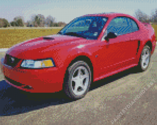 Red Ford Mustang Diamond Painting