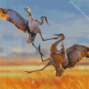 Sandhill Crane Fighting Diamond Painting