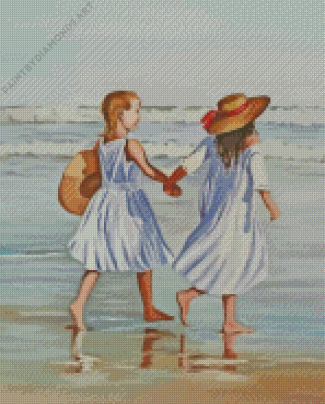 Sisters In Beach Diamond Painting