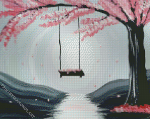 Tree Swing Blossoms Diamond Painting