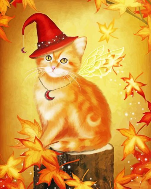 Witch Cat Autumn Diamond Painting