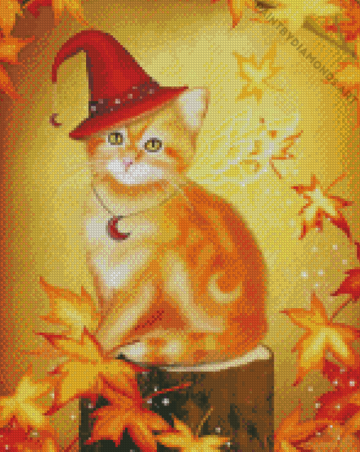 Witch Cat Autumn Diamond Painting