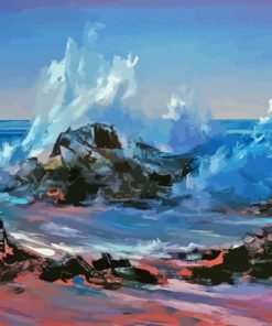 Waves And Rocks Diamond Painting