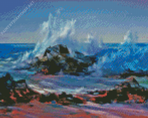 Waves And Rocks Diamond Painting