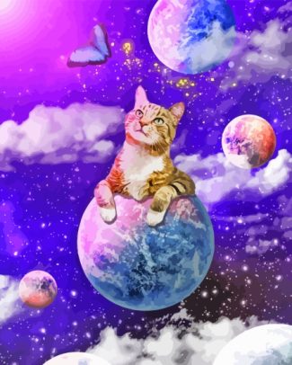 Butterfly Cat Space Diamond Painting