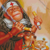 Monkey With Dog Diamond Painting