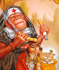 Monkey With Dog Diamond Painting