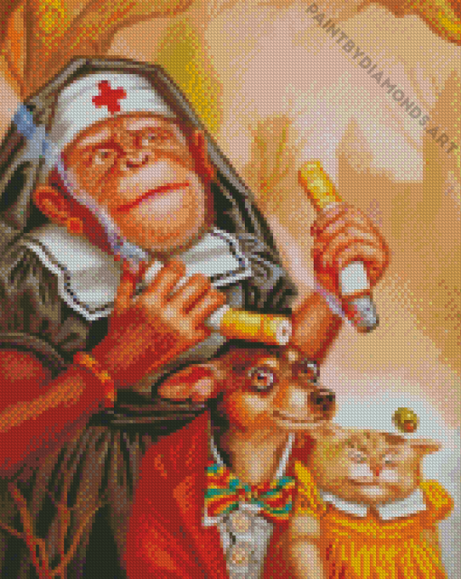 Monkey With Dog Diamond Painting