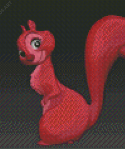 Red Girl Squirrel Diamond Painting