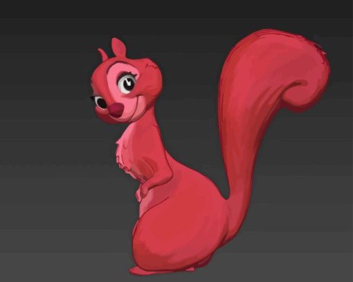 Red Girl Squirrel Diamond Painting