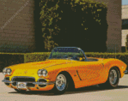 Yellow 62 Corvette Diamond Painting