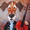 Dog With Violin Diamond Painting