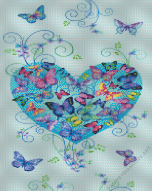 Heart Shape Butterflies Diamond Painting