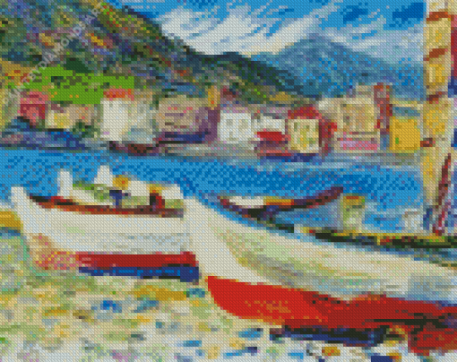 Italy Rapallo Boats Diamond Painting