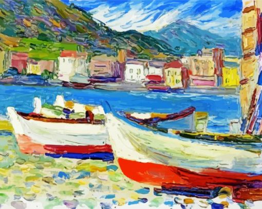 Italy Rapallo Boats Diamond Painting