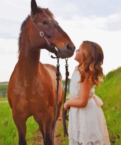 Girl With Horse Diamond Painting