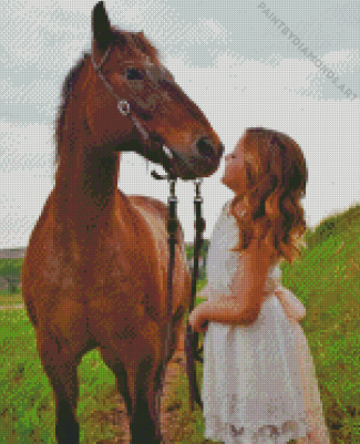 Girl With Horse Diamond Painting
